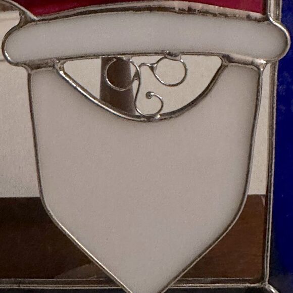 Vintage Santa thick stained glass window sun catcher w chain. - Picture 3 of 7